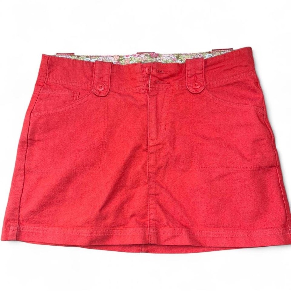 prAna red cotton mini skirt size 8 summer boho preppy coastal